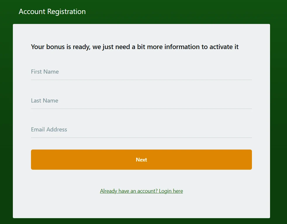 Casino Classic Account Sign Up Step 1